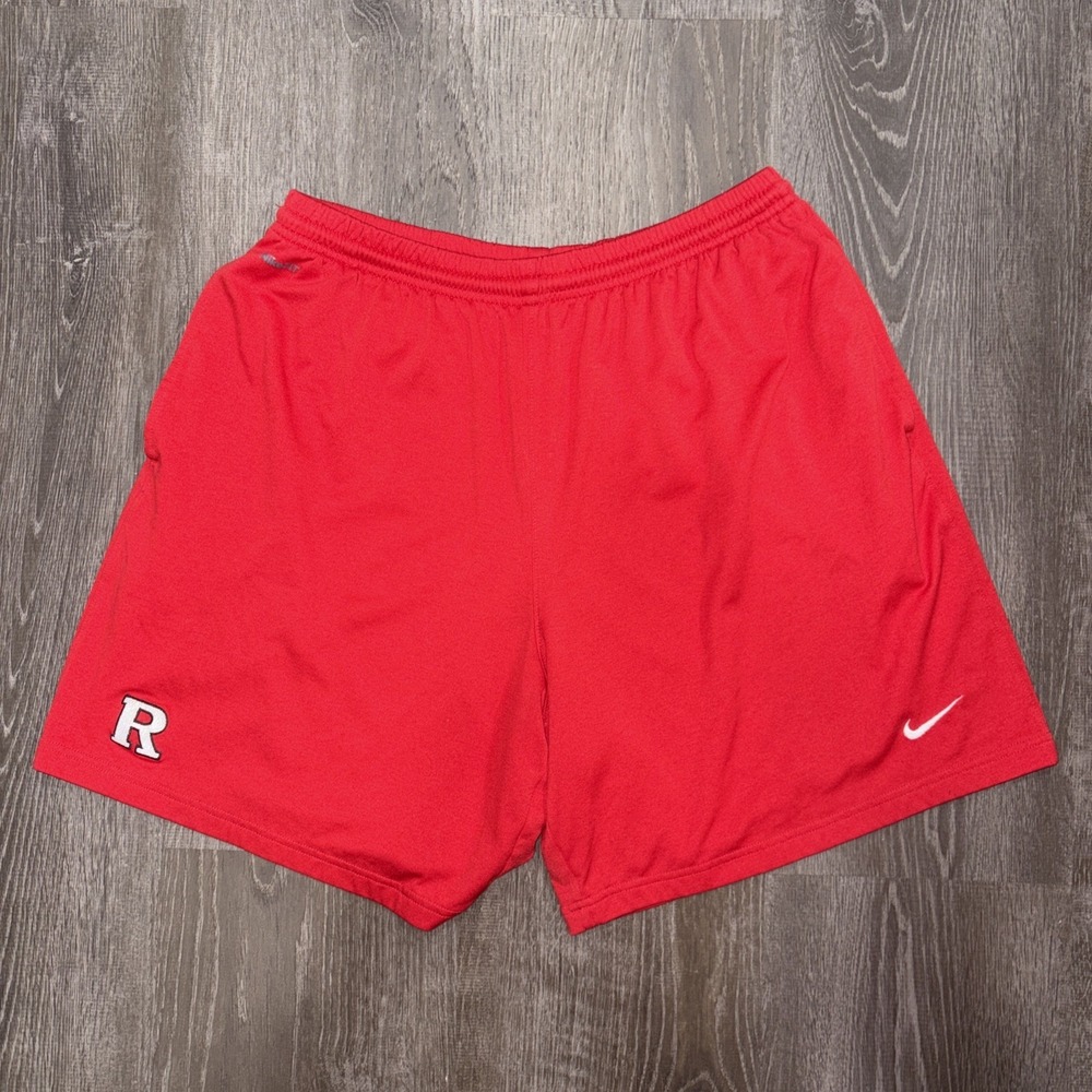 Vintage Nike Team Rutgers Scarlet Knights Mens XL Basketball Shorts Red NCAA  7"